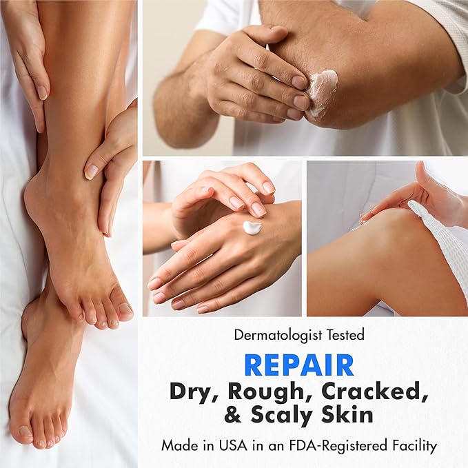 Ebanel Urea Cream 40% plus Salicylic Acid 2%, Foot Cream for Dry Cracked Heels Feet Knees Elbows Hands, Foot Dead Skin Cuticle Callus Remover Toenail Softener, Keratolytic Skin Barrier Repair, 6-Pack