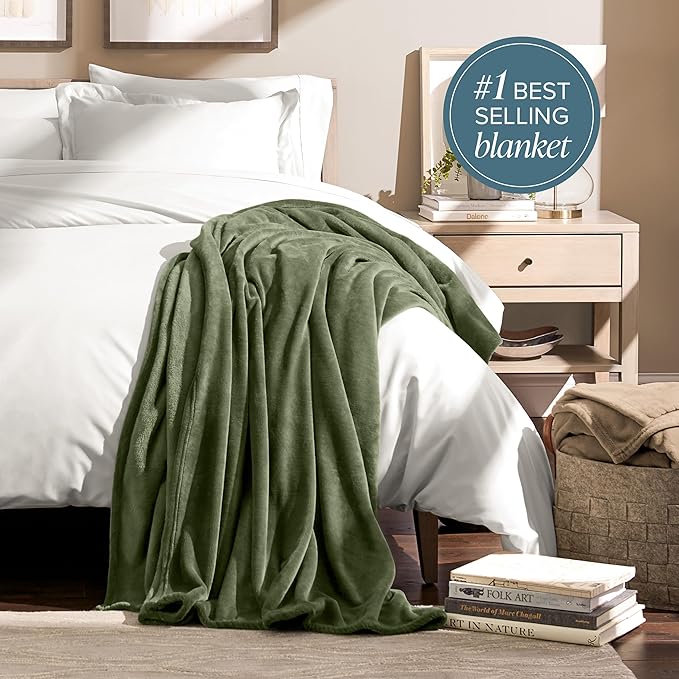 Bare Home Fleece Blanket - Full/Queen - Ultra-Soft Lightweight for Bed, Sofa, and Couch - Luxury Microplush - Cozy Warm Blanket (Full/Queen, Cypress)