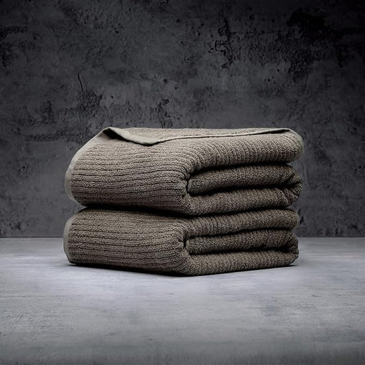 LUXOME Luxury Performance 2-Piece Bath Sheet Set | Oversized for 50% More Coverage | Highly Absorbent | 36" W x 70" L | Cobblestone