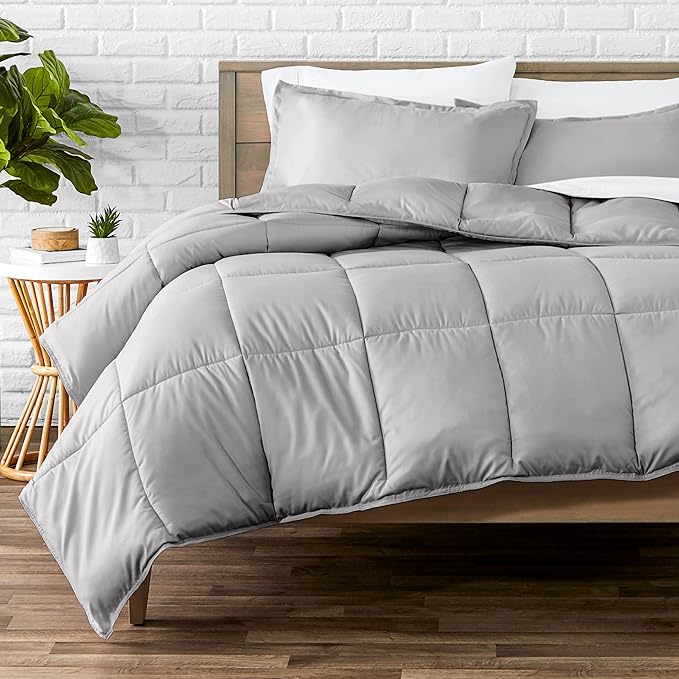 Bare Home Comforter Set - King/California King Size - Ultra-Soft - Goose Down Alternative - Premium 1800 Series - All Season Warmth (King/Cal King, Light Grey)