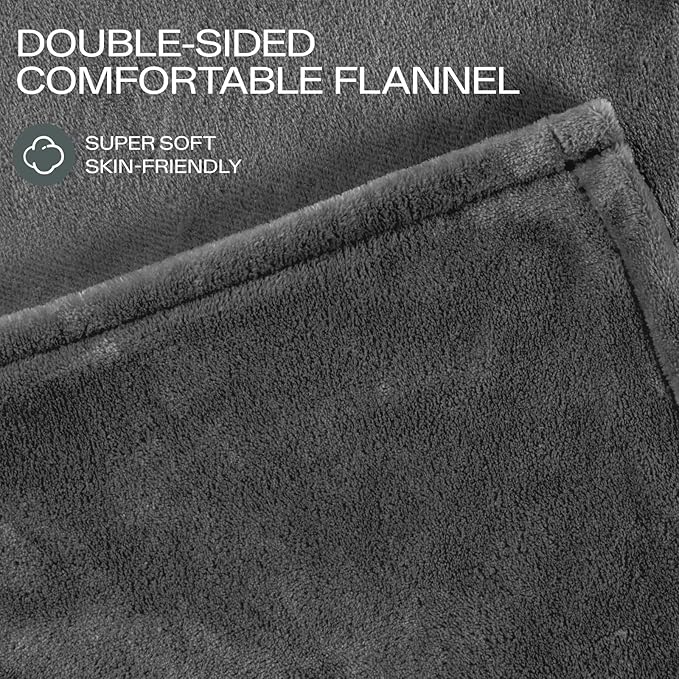 Heated Blanket Twin Size, Electric Blanket with 1-10 hrs Timer Auto-Off & 8 Heating Levels, Double-Layer Flannel Heating Blanket with ETL Certification, Machine Washable (62”x 84”, Dark Grey)