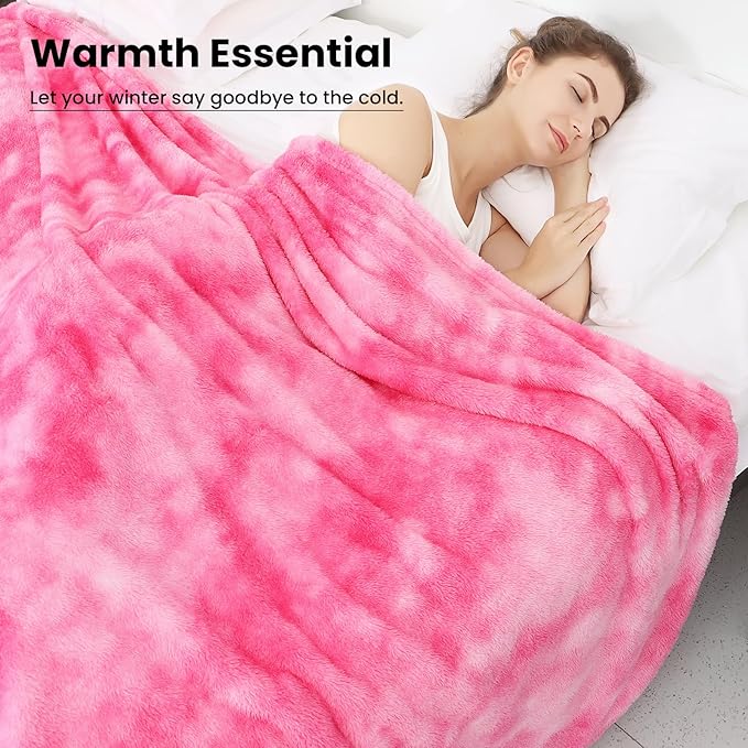 obinsm Warm Blanket Pink Throw Blankets for Women - Fuzzy Soft Bed Blanket for Couch Home Decor