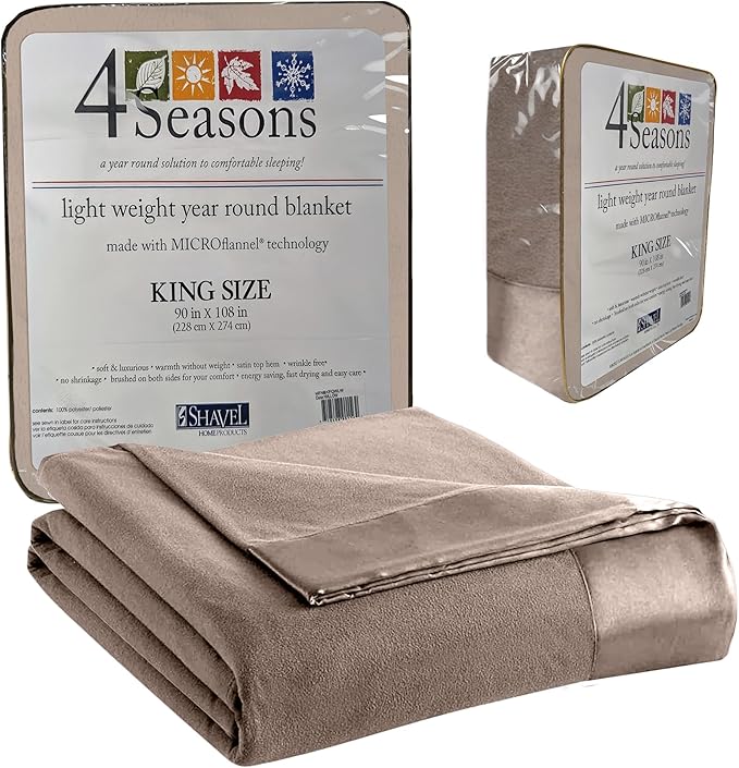 Thermee Micro Flannel King Size Blankets, Lightweight All Seasons Cozy Blanket, Throw Blankets for Home and Living Room, Comfy & Soft Blanket for Couch, Machine Wash, No Pilling - Acorn