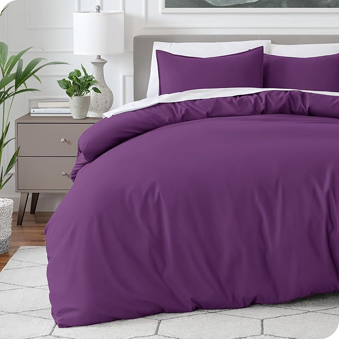 Bare Home Bedding Duvet Cover Extra Long Size - Premium 1800 Super Soft Collection - Lightweight, Cooling Duvet Cover - Soft Breathable Bedding (Twin/Twin XL, Plum)
