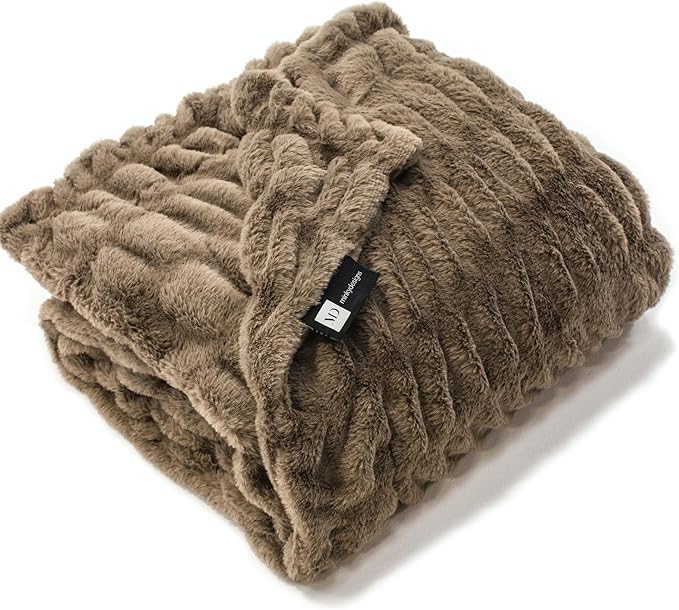 Minky Designs Driftwood Minky Blanket – Ultra Soft Faux Fur Throw Blanket for Couch, Bed & Home – Fluffy, Warm & Luxurious – Chic Collection (Medium, 50x60)