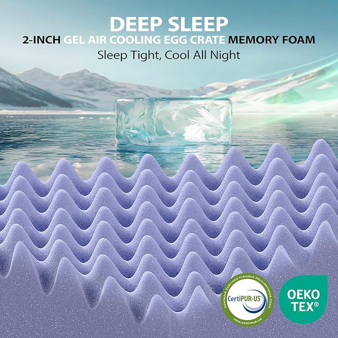 downluxe 4 Inch Twin Memory Foam Mattress Topper Pro Dual Layer 2 Inch Cooling Gel Egg Crate Memory Foam Plus 2 Inch Pillow Top Medium Firm with Deep Pocket