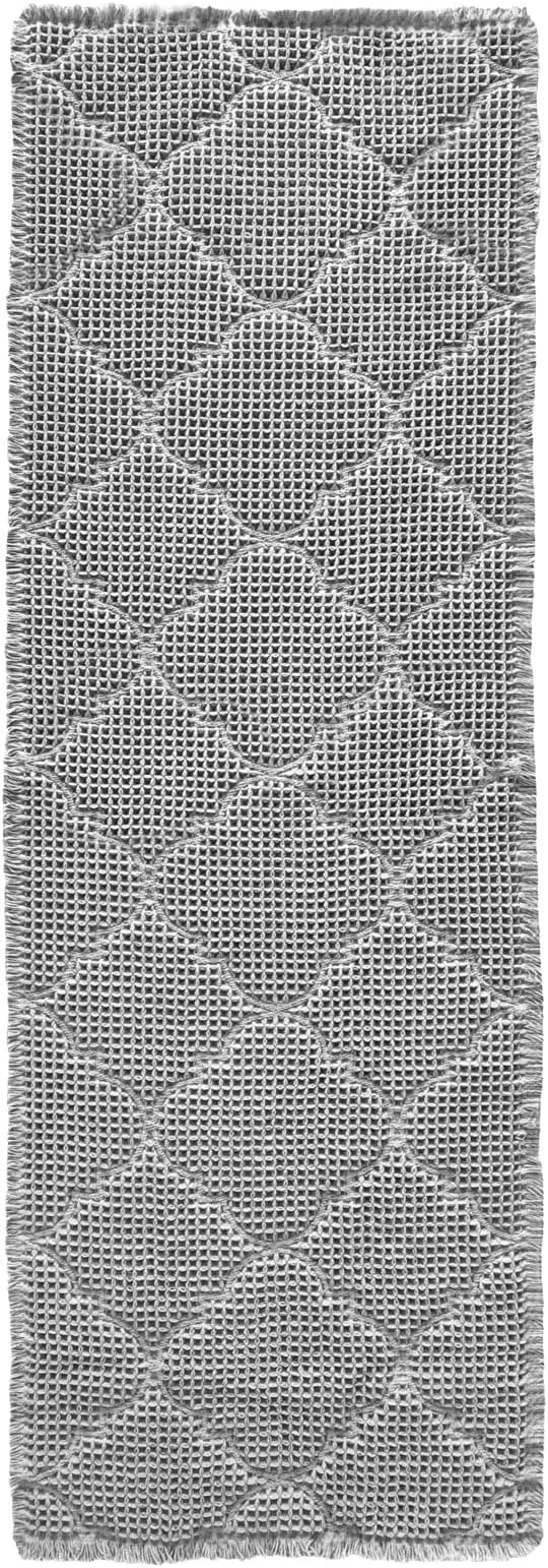 ZALL Waffle Bath Mat,Super Absorbent Non Slip Bathroom Rug,Grey 24X72inch, Geometric Diamond Machine Washable Ultra Soft Floor Mats Gray