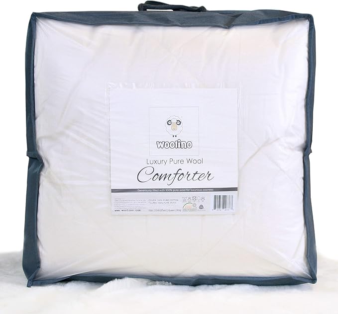 Woolino Premium Australian Wool Duvet Insert Bed Comforter, Mid-Weight Wool Comforter, Washable, King