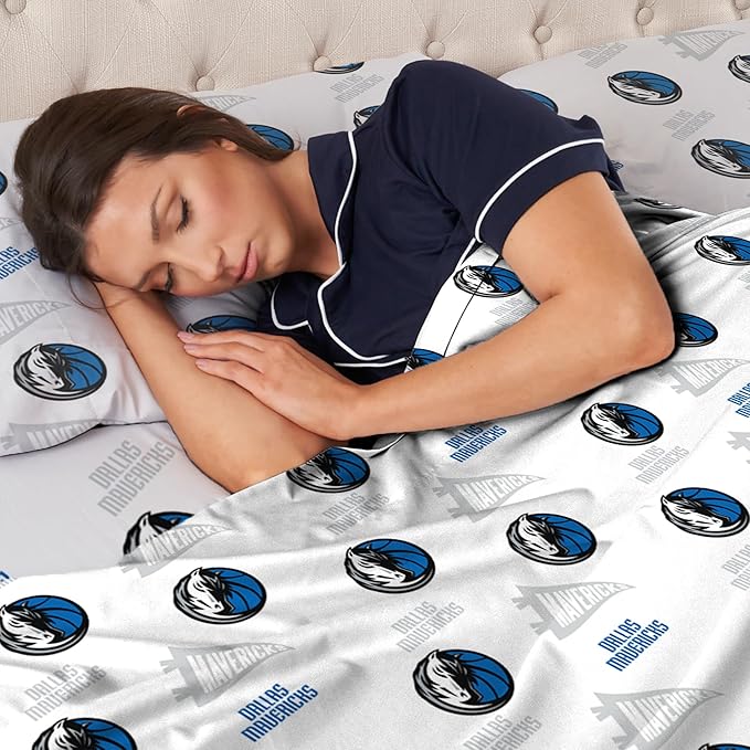 Northwest Officially Licensed Dallas Mavericks NBA Twin Size Sheet Set – Soft Team Logo Bedding for Dorms, Bedrooms, Fan Caves & Game Day Style
