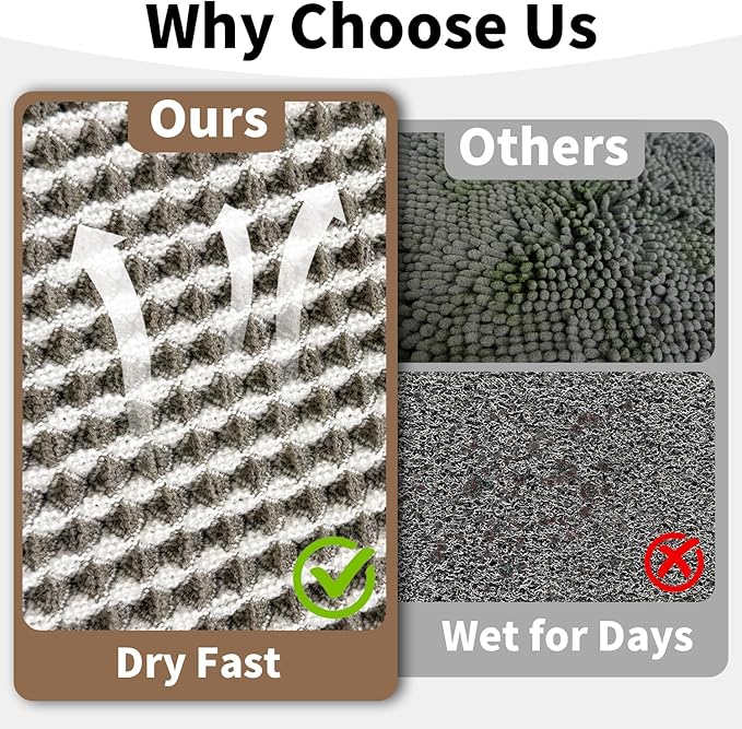 Waffle Runner Bath Mat - Long Boho Bathroom Rugs Non Slip Washable, Super Absorbent & Quick Dry, Soft Bath Mat Farmhouse Bathroom Decor, 24'' x 60'', Olive Green and White
