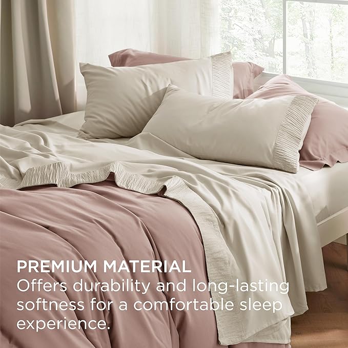 Bedsure King Size Sheets Set - 4 Pieces Soft King Sheets - Breathable & Cooling - Hotel Luxury - Easy Care Polyester Microfiber Bedding for Women, Men, Linen