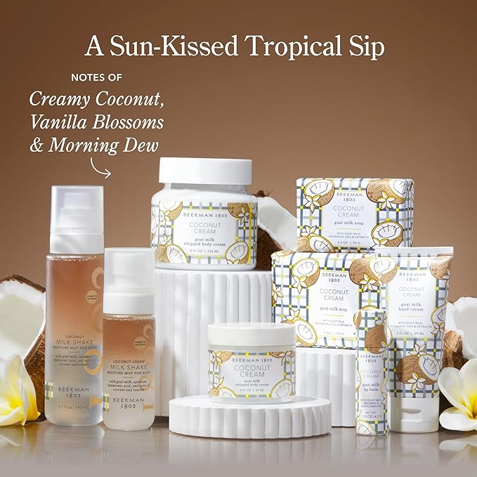 Beekman 1802 Coconut Cream Hand Cream - Scented - 2 fl oz - Nourishes, Hydrates & Repairs - With Shea Butter & Glycerin - Non-Greasy - Microbiome Friendly - No Irritation - Good for Sensitive Skin