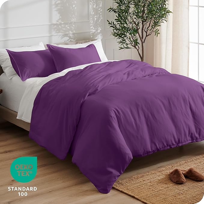 Bare Home Bedding Duvet Cover King Size - Premium 1800 Super Soft Collection - Lightweight, Cooling - Soft Breathable Bedding Duvet Cover (King, Plum)