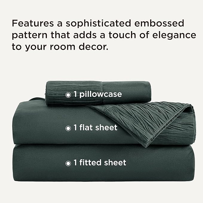 Bedsure Twin Sheets Set - 3 Pieces Soft Twin Bed Sheets - Breathable & Cooling - Hotel Luxury - Easy Care Polyester Microfiber Bedding for Women, Men, Forest Green