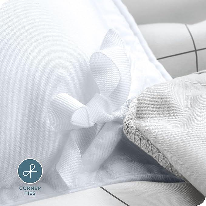 Bare Home Bedding Duvet Cover Extra Long - Premium 1800 Super Soft Collection - Lightweight, Duvet Cover - Soft Textured (Twin/Twin XL, Grid - White/Grey)