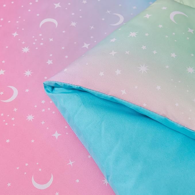 URBONUR 6Pcs Comforter Set for Girls Full Size Colorful Rainbow Bedding Set Galaxy Star Printed Kids Bed Sets for Full Bed, Ultra Soft Comforters with Sheet Set