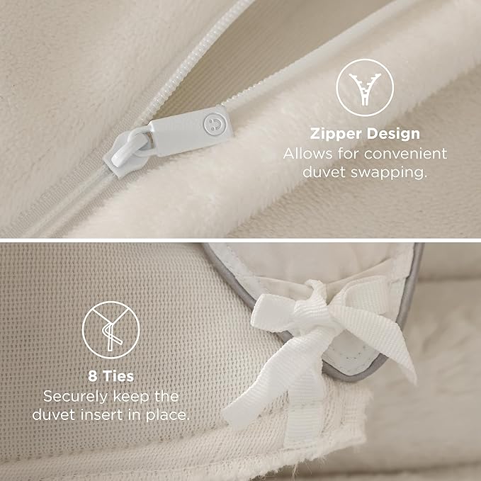 Bedsure Faux Fur Duvet Cover Queen Size - Beige Fluffy Duvet Cover Set, Soft and Cozy Shaggy Bedding Comforter Cover, Winter Warm Luxury Fuzzy Bed Set 3 Pieces, 1 Queen Duvet Cover and 2 Pillowcases