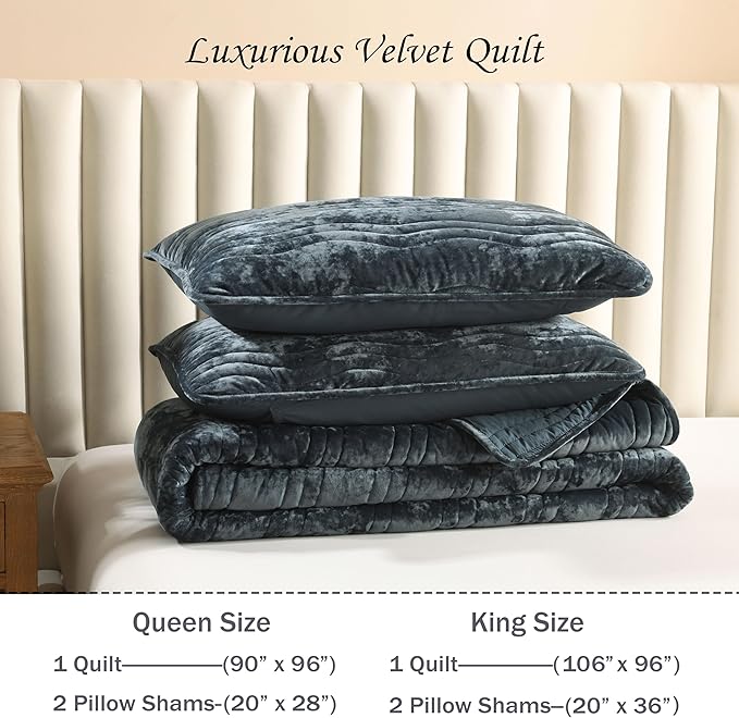 Luxury Velvet Queen Comforter Set, Blue Queen Size Comforter Sets, Stormy Blue Queen Quilt Bedding Set, Luxurious Plush Bedspreaqd Sets,Soft Lightweight Comforter for All Season