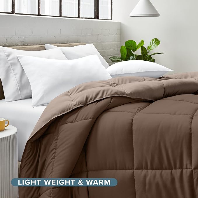 Bare Home Twin/Twin Extra Long Comforter - Reversible Colors - Goose Down Alternative - Ultra-Soft - Premium 1800 Series - All Season Warmth - Bedding Comforter (Twin/Twin XL, Cocoa/Taupe)