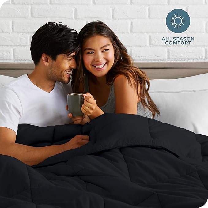 Bare Home Duvet Insert Comforter - Queen Size - Goose Down Alternative - Ultra-Soft - Premium 1800 Series - All Season Warmth - Bedding Comforter (Queen, Black)