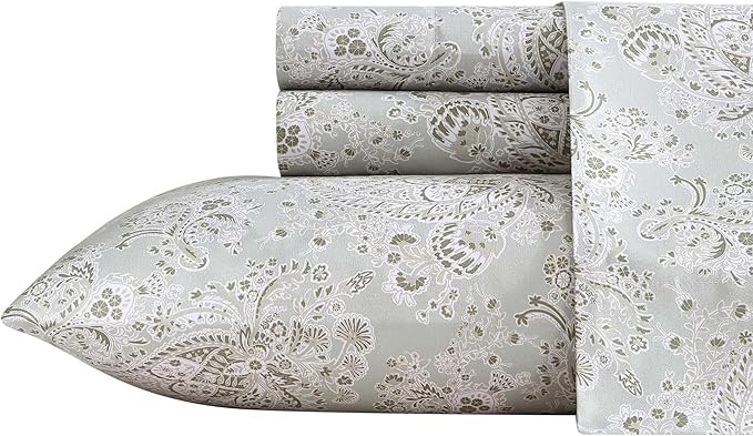 Wrangler - Queen Bed Sheets, Ultra-Soft & Lightweight Bedding with Matching Pillowcases, Lightweight Bed Set for All Season Comfort, Oeko-Tex Certified (Prairieland Paisley Green)