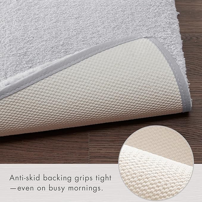 Madison Park Signature Non Slip, Luxrurious Plush Mat, Absorbent, Quick Dry, Spa Design Bath Room Décor Marshmallow Bathroom Rug, 1'8"x2', Silver