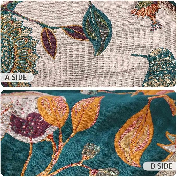 Qidordour Boho Throw Blanket, 60"x80" Muslin Blankets, 100% Organic Cotton Blanket for Couch Sofa, Lightweight Quilt, All Season Bed Throw, Farmhouse Home Decor, B-Hummingbird Fruit