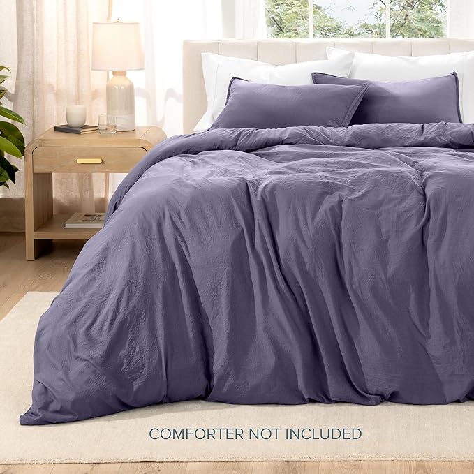 Bare Home Microfiber Duvet Cover Set - Ultra Soft Washed Microfiber - Full Size - Linen-Like Look - Easy Care - Breathable Fabric - Our Softest Duvet Cover Set (Full, Dusty Purple)