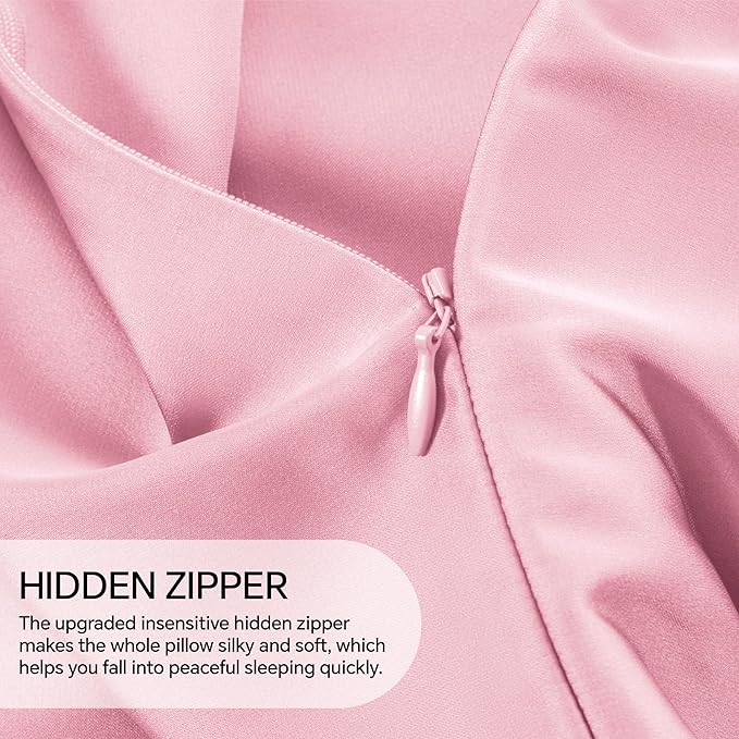 INFIIXSO Mulberry Silk Pillowcase for Hair and Skin, Silk Pillow Cases King Size with Hidden Zipper 20"x40", Extraordinary Smooth and Soft Cooling Pillow Cases for Hot Sleepers(Pink, 1 Pack)