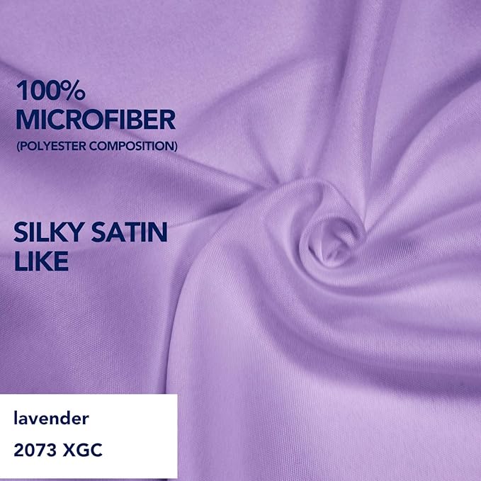PureFit Wrap Around Ruffled Bed Skirt with Adjustable Elastic Belt - 18 Inch Drop Easy to Put On, Wrinkle Free Bedskirt Dust Ruffles, Bed Frame Cover for Twin, Twin XL and Full Size Beds, Lavender