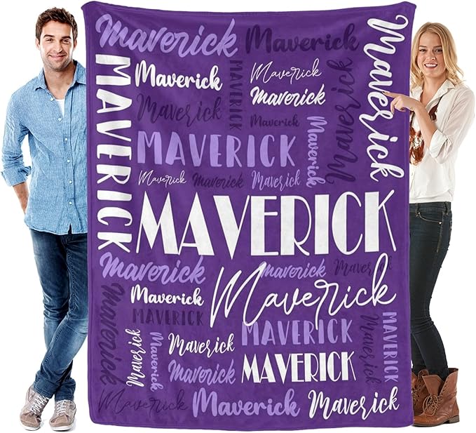 Name Blanket Personalized Blanket for Adult Kids Flannel Customize Throw Blanket Custom (Color 17, 50 x 60 Inches)