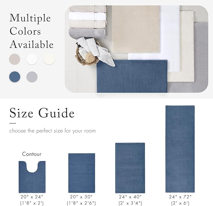 Madison Park Signature Marshmallow Bathroom Rug Non Slip, Luxrurious Plush Bath Mat, Absorbent, Quick Dry, Spa Design Bath Room Décor, 20x24, Navy