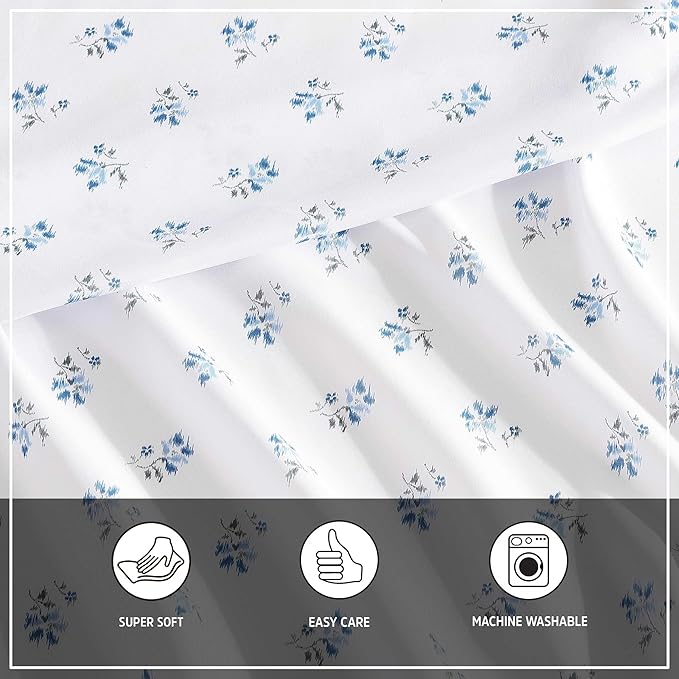 Wrangler - Full Bed Sheets, Ultra-Soft & Lightweight Bedding with Matching Pillowcases, Lightweight Bed Set for All Season Comfort, Oeko-Tex Certified (Sketchy Ditsy Blue)