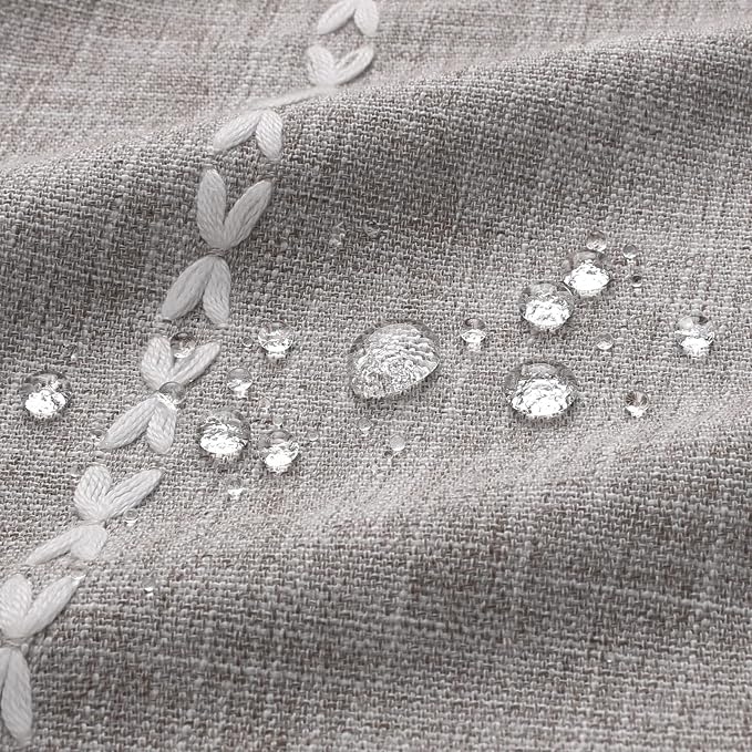 MitoVilla Boho Extra Long Shower Curtain 72 x 84, 84 inch XL Cotton Linen Tassel Fabric Shower Curtains for Vintage Country Farmhouse Bathroom Decor, Thick & Wrinkle Resistant, Brown Grey