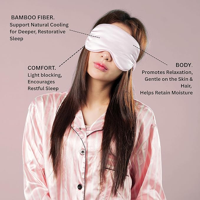 Luxury Bamboo Sleep Mask – Ultra-Soft Cooling Eye Mask for 100% Light Blocking, Adjustable Comfort Strap, Perfect for Travel & Better Sleep (Navy)
