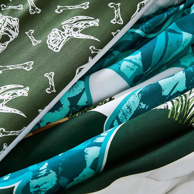 Full Size Comforter Set for Boys-7 Pieces Dinosaur Glow in The Dark Full Bedding Sets for Kids, Ultra Soft Bed in A Bag with Sheets