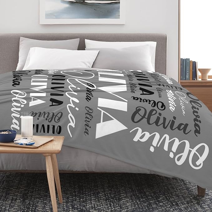 Name Blanket Personalized Blanket for Adult Kids Flannel Customize Throw Blanket Custom (Color 12, 50 x 60 Inches)