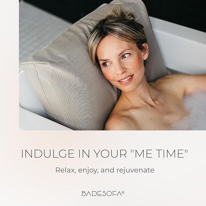 BADESOFA® Luxury Bath Pillow M - Lusciously Soft & Comfortable Tub Pillow for Bathtub - Washable & Quick-Drying Bath Back Pillow - Non-Slip Full Body Tub Pillow - Luxury Spa Cushion in Charcoal