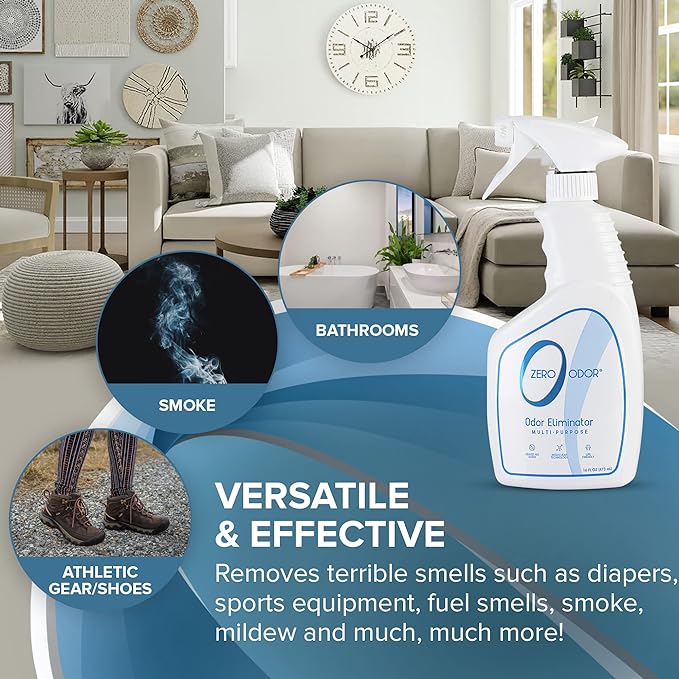 Zero Odor - Multi-Purpose Strong Odor Eliminator for Home, Office, Car, Bathroom, Hotel, Room Deodorizer, and Odor Neutralizer, 16oz