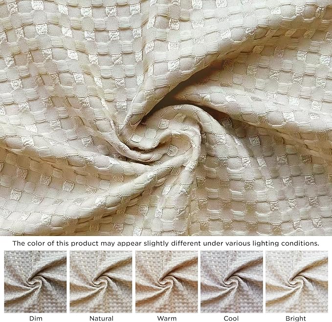 MIYE Pleated Waffle Weave Bed Skirt, Tailored Dust Ruffle 18 Inch Drop Easy Fit, Machine Washable,No Split Corners (Beige, TwinXL - 18" Drop)