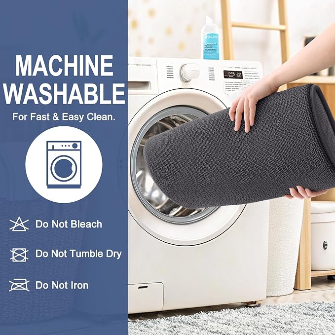 OLANLY Thick Memory Foam Bath Mat Rug 44x24, Extra Soft Absorbent Bathroom Rug, Quick Dry Bath Mats, Non-Slip, Machine Washable Carpet for Bathroom, Tub and Shower, Home Decor Accessories, Dark Grey