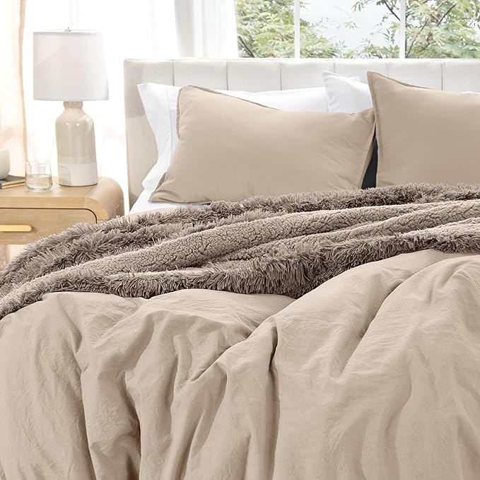 Bare Home Microfiber Duvet Cover Set - Ultra Soft Washed Microfiber - Full Size - Linen-Like Look - Easy Care - Breathable Fabric - Our Softest Duvet Cover Set (Full, Pebble Beach)