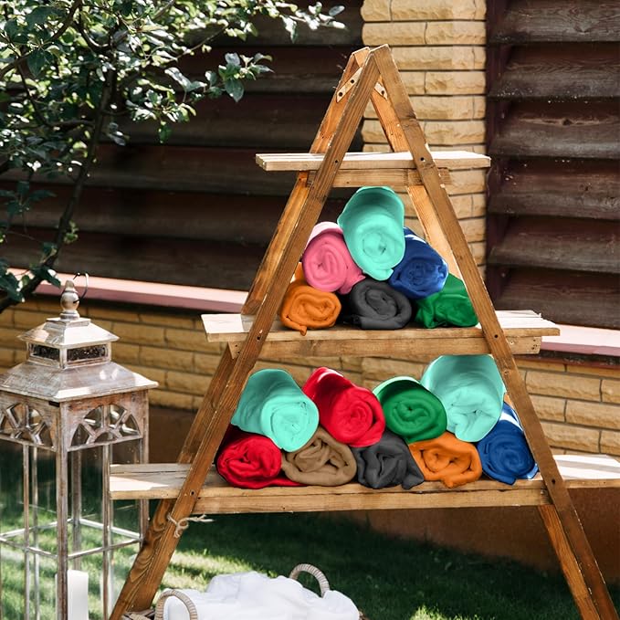 Kinlop Fleece Blanket Bulk 60 x 50 Inch Soft Lightweight Fleece Cozy Blanket Warm Throw Plush Pet Throw for Bed Couch Sofa Home Office Wedding Gifts Travel Camping(Novel Color,80 Packs)