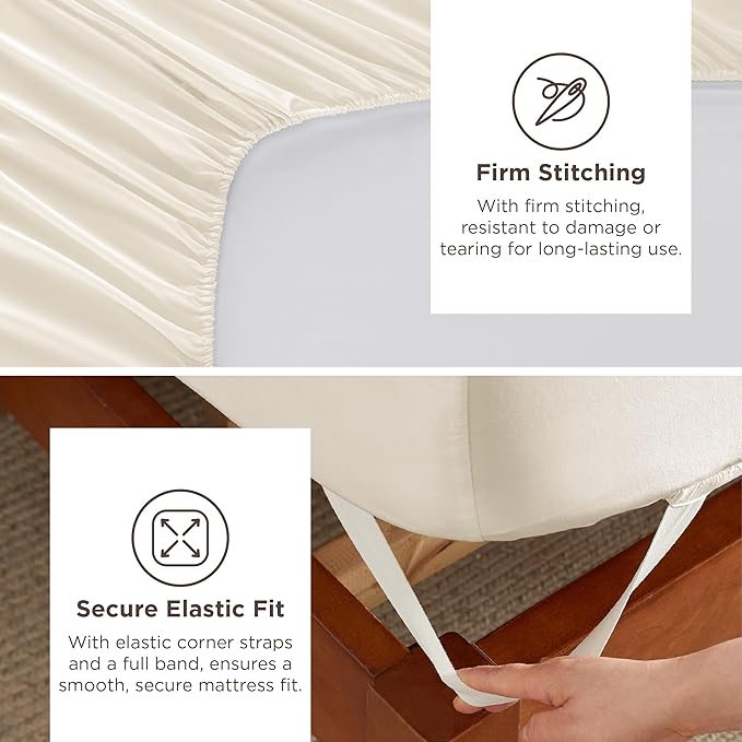 Bedsure Deep Pocket King Sheet Set - Fits Mattresses Up to 21 Inches Thick - 4 Piece GentleSoft Bed Sheets, Moisture Wicking, Soft & Cooling Bedsheet & Pillowcases, Easy & Secure Fit, Ivory