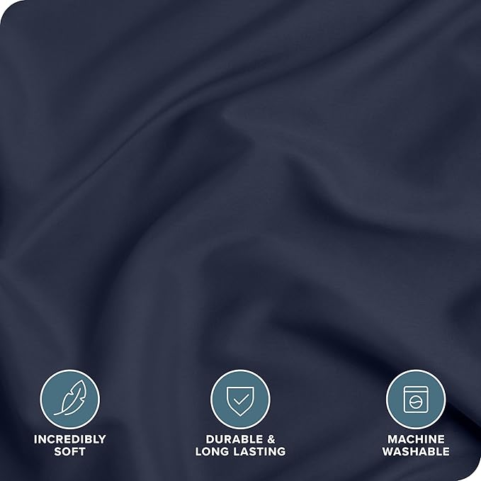 Bare Home Bedding Duvet Cover Queen Size - Premium 1800 Super Soft Collection - Lightweight, Cooling - Soft Breathable Bedding Duvet Cover (Queen, Midnight Blue)