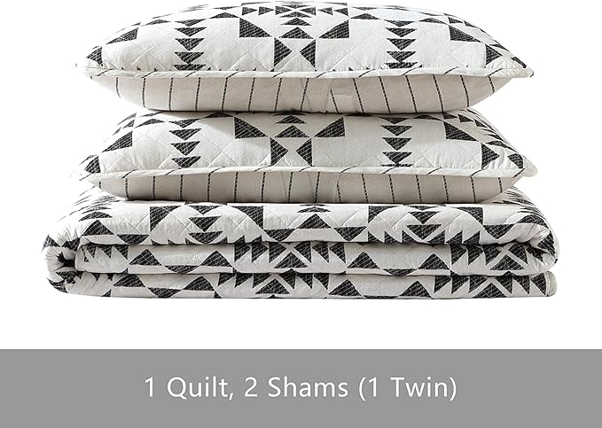 Eddie Bauer - Twin Quilt Set, Reversible Cotton Bedding with Matching Sham, Luxurious Bedding Set (Arrowhead Charcoal, Twin)