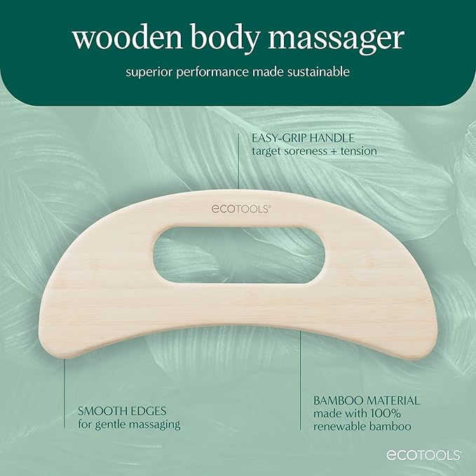 EcoTools Wooden Body Massager, Relieve Sore Muscles, Wood Massager Tool for Body, Unique Shape Provides Relaxation & Relieves Muscle Tension, Eco Friendly, Cruelty-Free, & Vegan, 1 Count