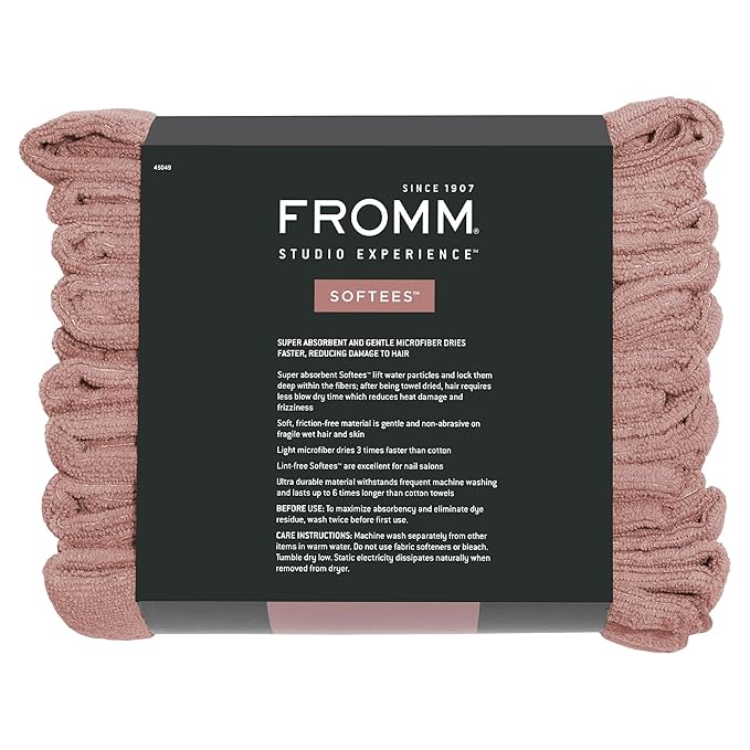 Fromm Softees Microfiber Salon Hair Towels for Hairstylists, Barbers, Spa, Gym in Terracotta, 16" by 29", 10 Count Perfect Hair Care Towel for Drying Curly, Long, Wavy Hair