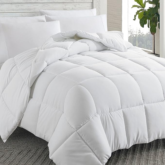 Cosybay Down Alternative Comforter (White, Full) - All Season Soft Quilted Full Size Bed Comforter - Duvet Insert with Corner Tabs - Winter Summer Warm Fluffy, 82x86 inches