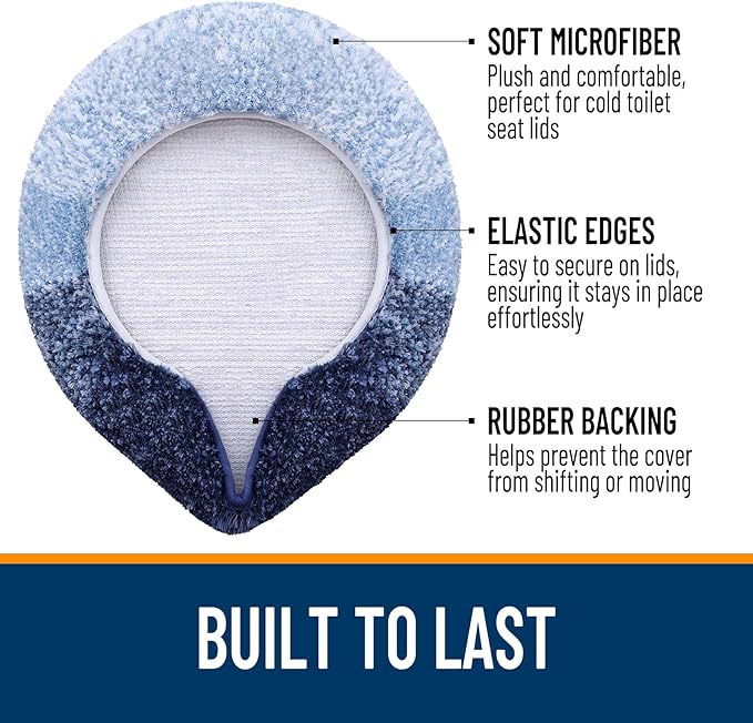 OLANLY Soft Microfiber Bathroom Toilet Lid Cover, Machine Washable Covers, 17.5x15, Stays in Place Rubber Backing, Fits Most Round, Elongated and Oblong Lids, Accessories Decor, Navy